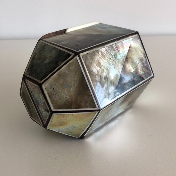 Celestina Mother of Pearl Geometric Clutch - Picture 3 of 10